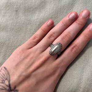 Annika Witt Sterling Silver Hammered Oval Ring Size 6